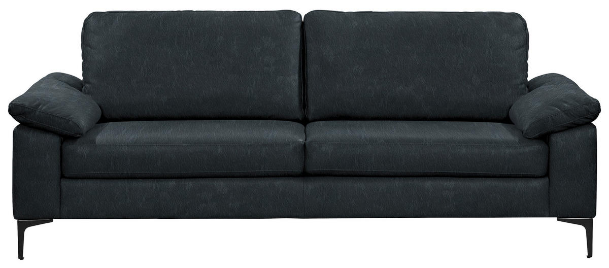 2,5-SITZER  in Echtleder Dunkelblau   - Schwarz/Dunkelblau, Design, Leder/Metall (204/83/97cm) - Schöner Wohnen