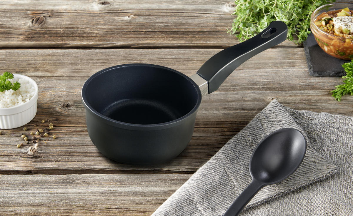 STIELKASSEROLLE Turin 1,1 l  - Edelstahlfarben/Schwarz, Konventionell, Kunststoff/Metall (16/8cm) - Homeware Profession.