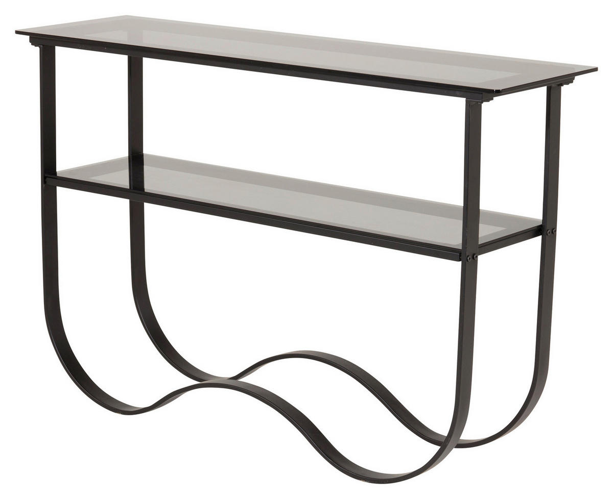 BEISTELLTISCH in Metall, Glas 117/33,5/76 cm  - Schwarz, Design, Glas/Metall (117/33,5/76cm) - Livetastic