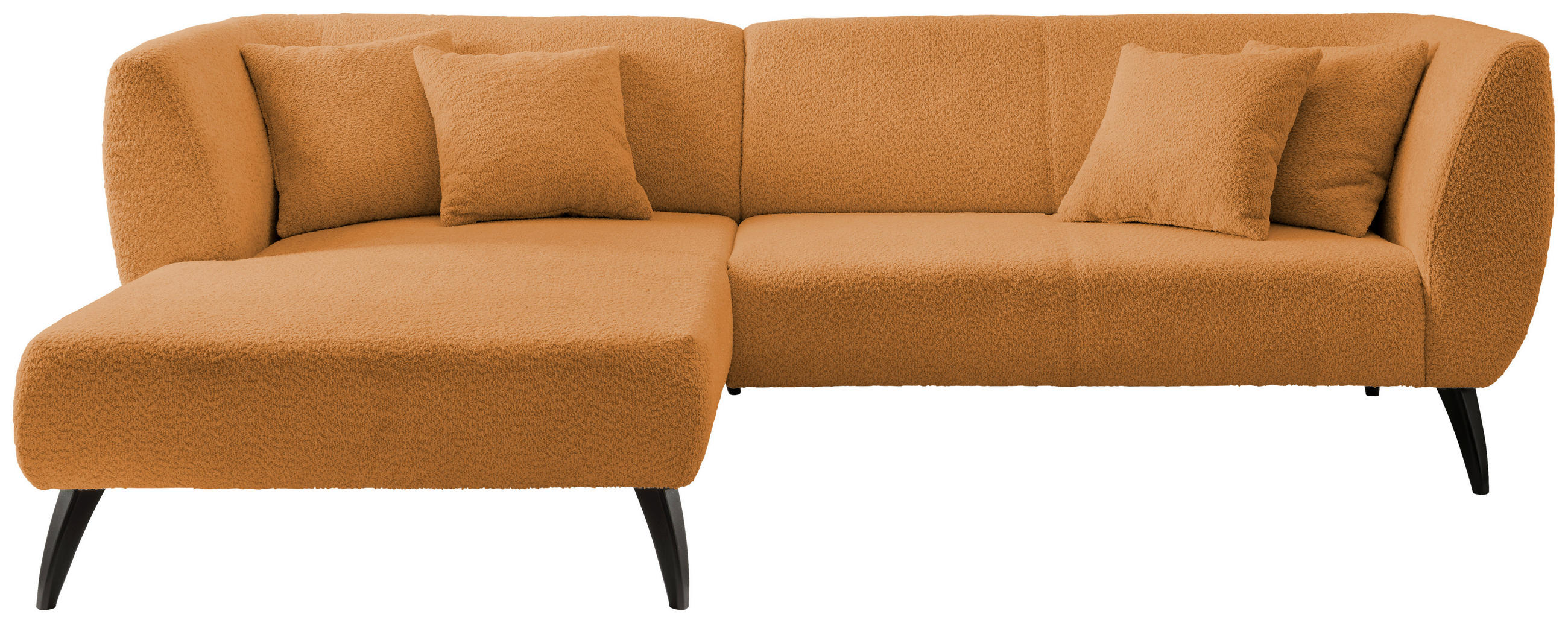 ECKSOFA in Bouclé Goldfarben  - Goldfarben/Schwarz, Modern, Holz/Textil (160/264cm) - MID.YOU