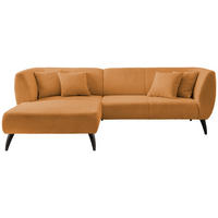 ECKSOFA in Bouclé Goldfarben  - Goldfarben/Schwarz, Modern, Holz/Textil (160/264cm) - MID.YOU