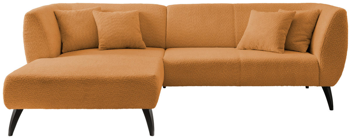 ECKSOFA in Bouclé Goldfarben  - Goldfarben/Schwarz, Modern, Holz/Textil (160/264cm) - MID.YOU