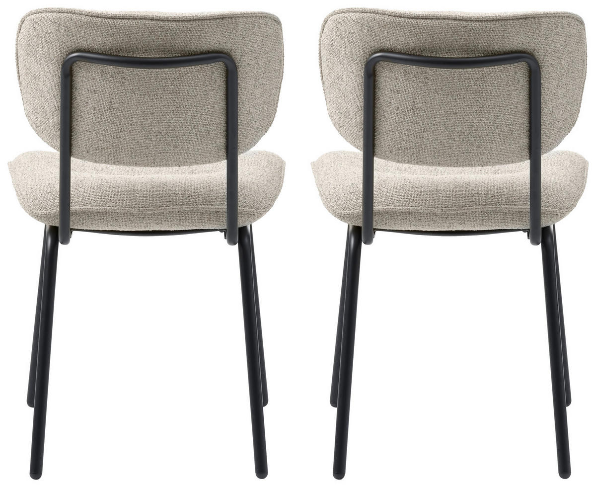 STUHL-SET 2 Stück  in Bouclé Textil  - Creme/Schwarz, MODERN, Textil/Metall (50/98/50cm) - Carryhome