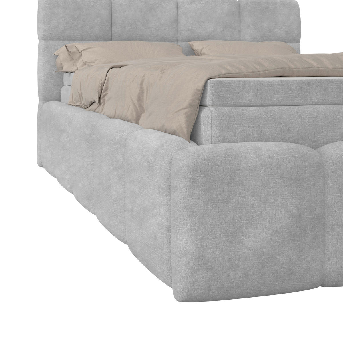 POLSTERBETT 120/200 cm,  in Hellgrau, Matratze, Bettkasten, H3 = fest  - Hellgrau/Schwarz, Trend, Kunststoff/Textil (120/200cm)