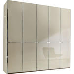 DREHTÜRENSCHRANK 250/236/62 cm 5-türig Beige, Trüffeleichefarben  - Chromfarben/Beige, KONVENTIONELL, Glas/Holzwerkstoff (250/236/62cm) - Novel