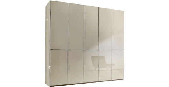 DREHTÜRENSCHRANK 250/236/62 cm 5-türig  - Chromfarben/Beige, Design, Glas/Holzwerkstoff (250/236/62cm) - Novel