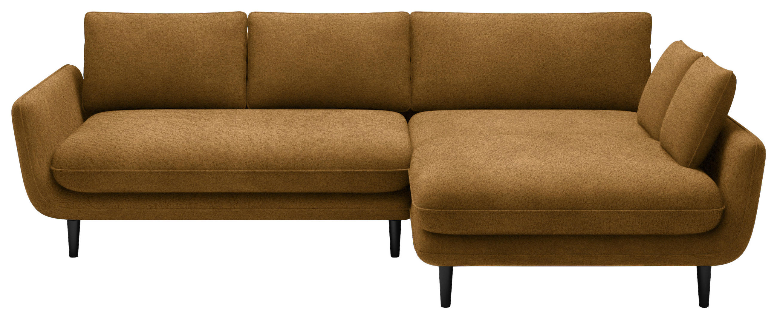 ECKSOFA in Velours Goldfarben  260/167 cm  - Goldfarben/Schwarz, Design, Holz/Textil (260/167cm) - Welnova
