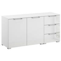 KOMMODE 120/61/42 cm Klar, Weiss  - Klar/Weiss, Design, Glas/Holzwerkstoff (120/61/42cm) - Novel