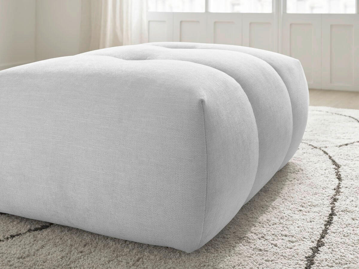 HOCKER FUJI  Leinenoptik Hellgrau  - Hellgrau/Schwarz, MODERN, Kunststoff/Textil (112/44/80cm)