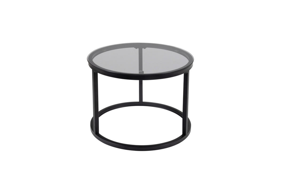 COUCHTISCHSET rund Multicolor, Schwarz, Transparent  - Transparent/Multicolor, Design, Glas/Metall (50-70/50-70/38-42cm) - MID.YOU