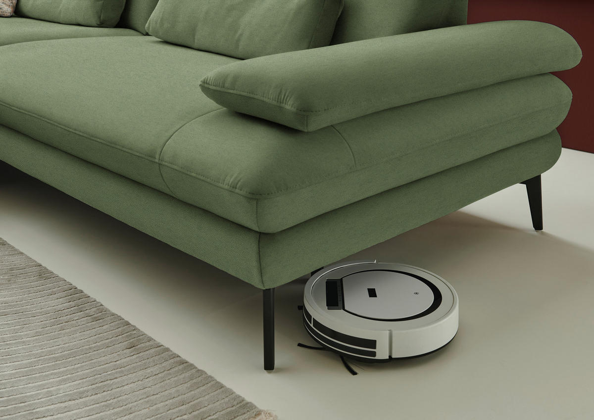 ECKSOFA Chenille, Flachgewebe Grün  - Schwarz/Grün, Design, Textil/Metall (180/284cm) - Dieter Knoll