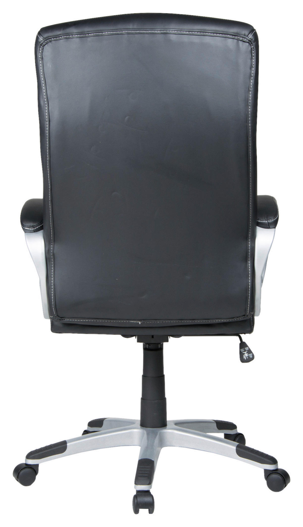 CHEFSESSEL Lederlook Schwarz  - Silberfarben/Schwarz, KONVENTIONELL, Kunststoff/Textil (65/114-122/65cm) - Boxxx