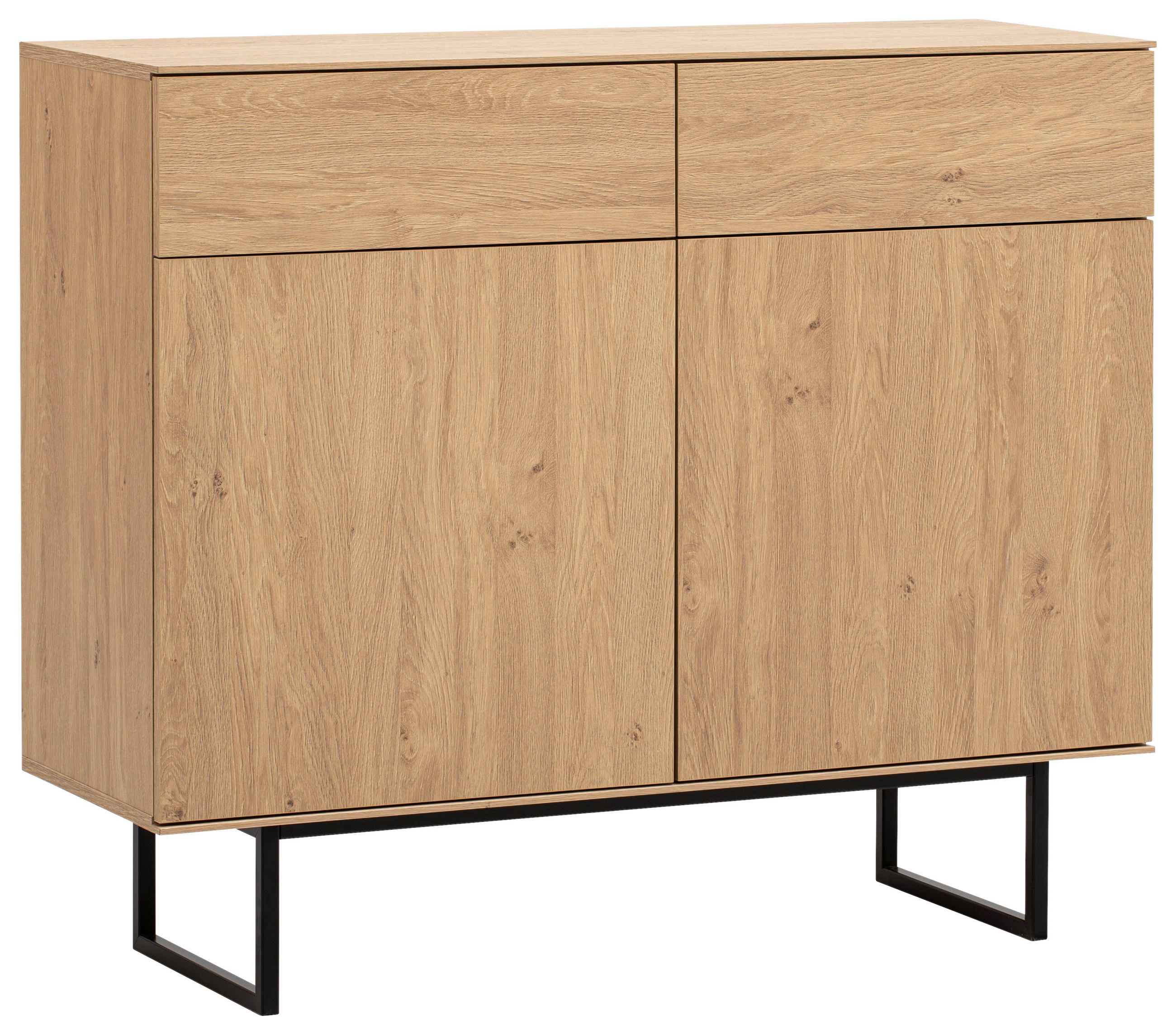 KOMMODE , 115/98/40 cm, 2 Schublade(n)  - Eichefarben/Schwarz, Design, Holzwerkstoff/Metall (115/98/40cm) - Modante