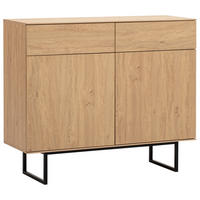 KOMMODE , 115/98/40 cm, 2 Schublade(n)  - Eichefarben/Schwarz, Design, Holzwerkstoff/Metall (115/98/40cm) - Modante