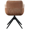 ARMLEHNSTUHL  in Eisen Webstoff, Mikrofaser  - Cognac/Schwarz, Design, Textil/Metall (62/83/60cm) - Novel