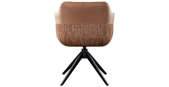 ARMLEHNSTUHL in Eisen Webstoff, Mikrofaser - Cognac/Schwarz, Design, Textil/Metall (62/83/60cm) - Novel