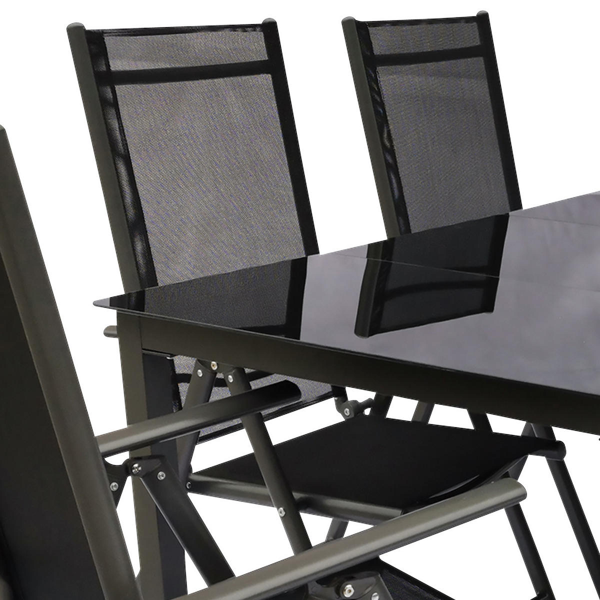 GARTENGARNITUR 7-teilig Aluminium  - Anthrazit/Schwarz, Basics, Metall (190/73/90cm) - MID.YOU