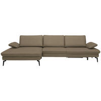 ECKSOFA Dieter Knoll in Echtleder Hellbraun  157/325 cm  - Hellbraun/Schwarz, Design, Leder/Metall (157/325cm) - Dieter Knoll