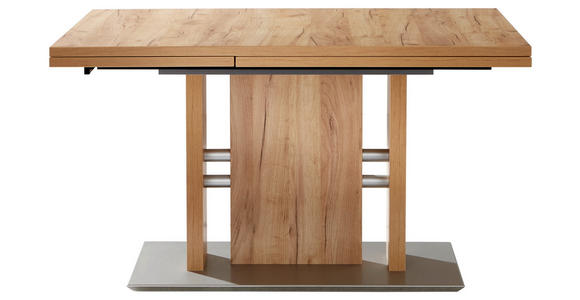 ESSTISCH in Metall, Holzwerkstoff 130-180/90/75 cm - Edelstahlfarben/Eichefarben, Design, Holzwerkstoff/Metall (130-180/90/75cm) - Moderano