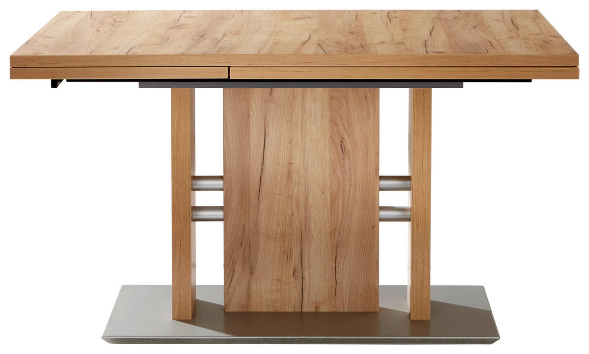 ESSTISCHMetall, Holzwerkstoff 130-180/90/75 cm  - Edelstahlfarben/Eichefarben, Design, Holzwerkstoff/Metall (130-180/90/75cm) - Moderano