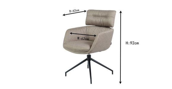 ARMLEHNSTUHL  Stoffauswahl, Sitzfläche 360° drehbar, automatische Rückholfunktion Webstoff  Grau, Schwarz  - Schwarz/Grau, Design, Textil/Metall (62/92/66cm) - Dieter Knoll
