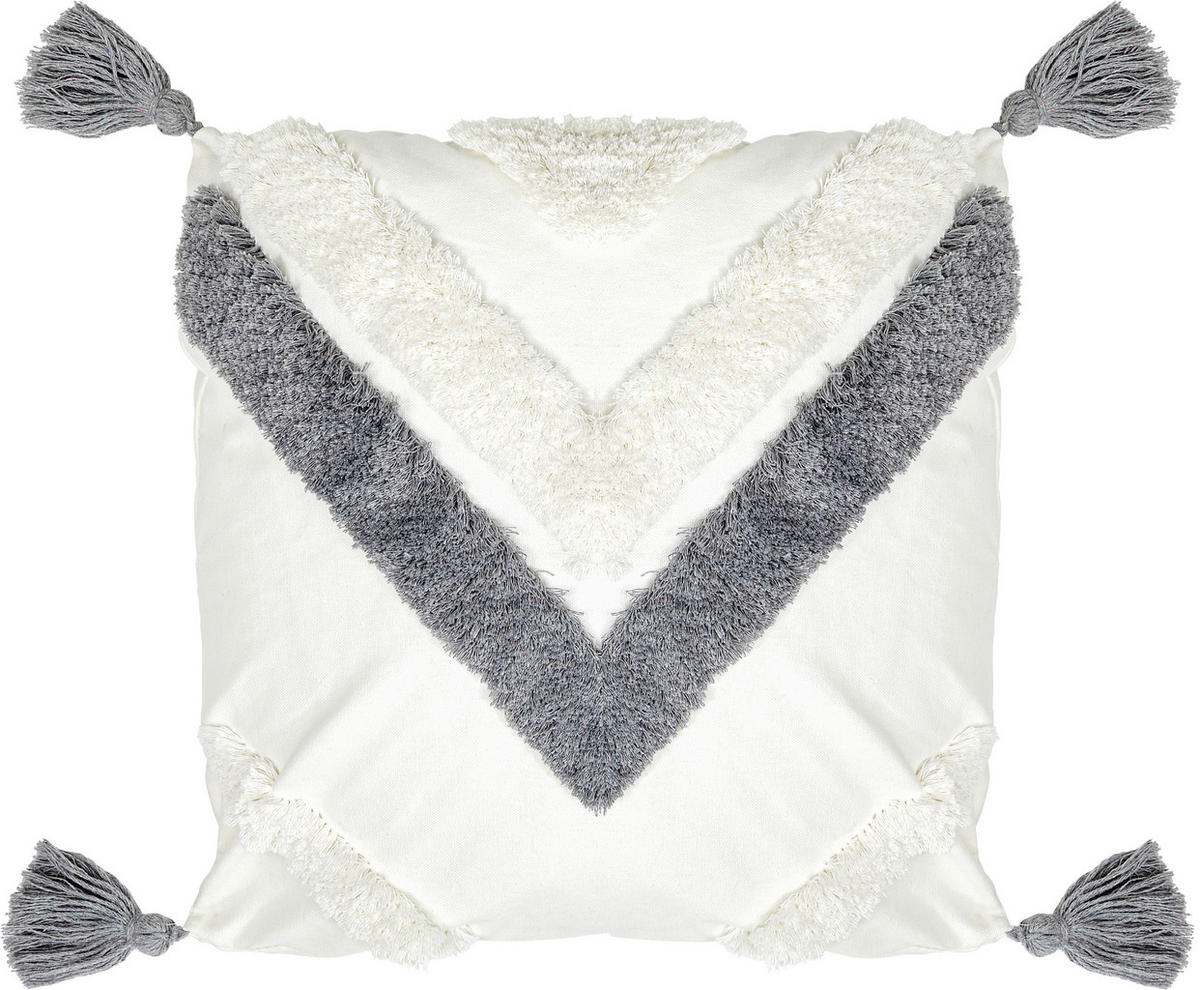 KISSENHÜLLE 45/45 cm  - Weiß/Grau, KONVENTIONELL, Textil (45/45cm) - Novel