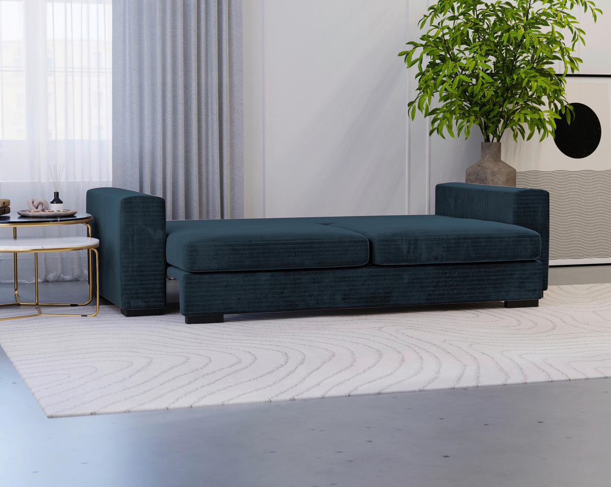 SCHLAFSOFA Flachgewebe Dunkelblau  - Schwarz/Dunkelblau, KONVENTIONELL, Kunststoff/Textil (236/78/114cm) - Carryhome