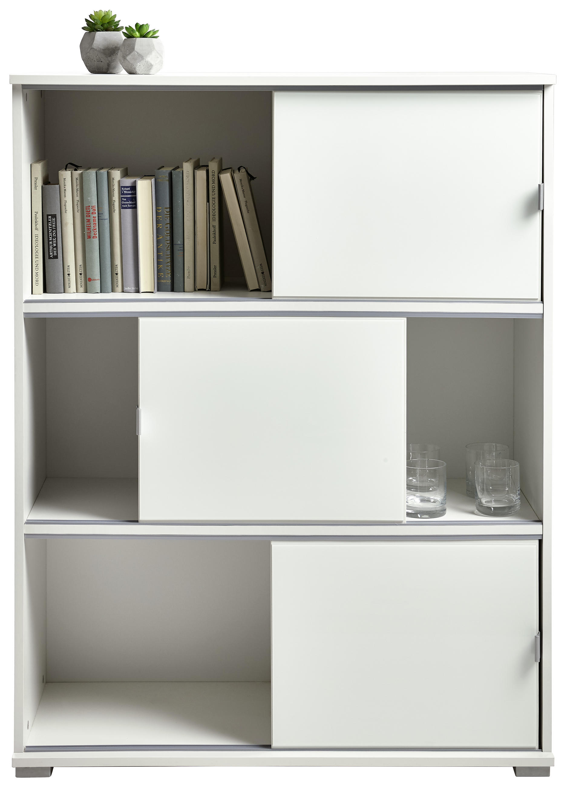 REGAL Weiß  - Alufarben/Weiß, KONVENTIONELL, Glas/Holzwerkstoff (93/121/42cm) - Xora