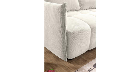 ECKSOFA Creme Plüsch Zierkissen, Rückenkissen, Bettkasten, Schlaffunktion, Rücken echt, Liegefläche im Originalstoff  - Creme/Schwarz, KONVENTIONELL, Kunststoff/Textil (253/192cm) - Carryhome