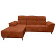 ECKSOFA Rostfarben Cord  - Rostfarben/Schwarz, KONVENTIONELL, Textil/Metall (196/290cm) - Carryhome