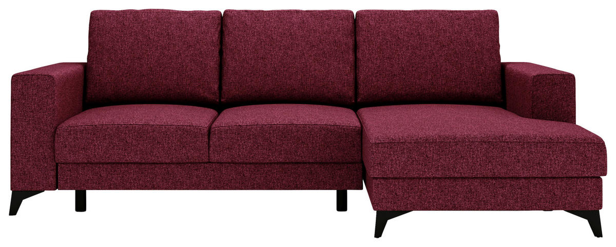 ECKSOFA in Flachgewebe Rot  - Rot/Schwarz, Design, Textil/Metall (244/156cm) - Livetastic