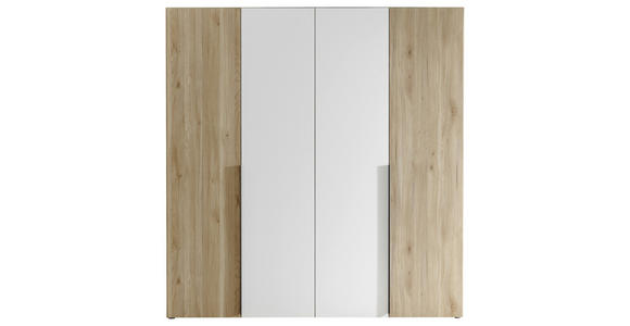 KLEIDERSCHRANK in Weiß, Eichefarben - Eichefarben/Schwarz, KONVENTIONELL, Holzwerkstoff/Kunststoff (200/210/53cm) - Carryhome