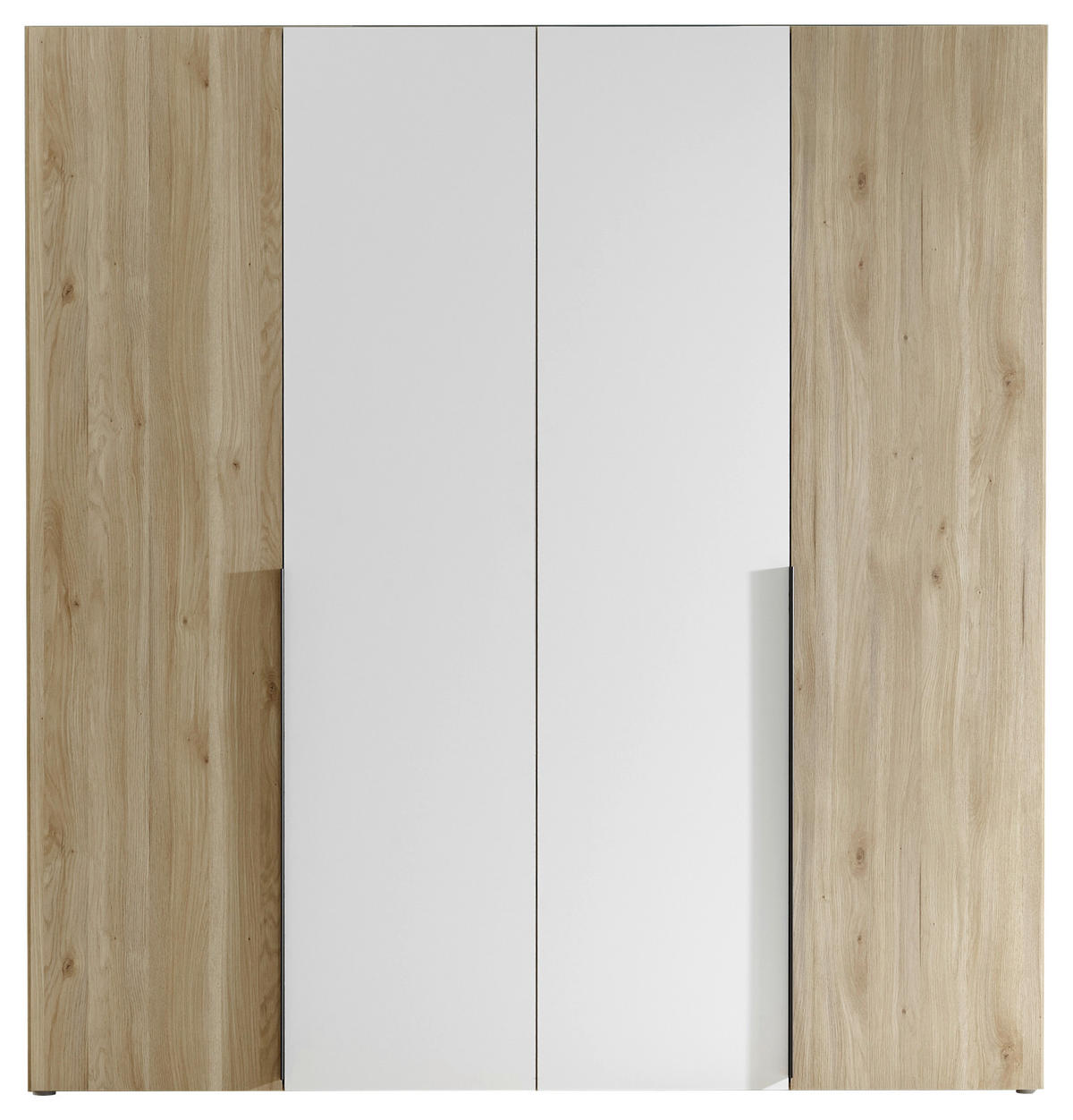 GARDEROB 200/210/53 cm 4-dörrar - vit/svart, Klassisk, trämaterial/plast (200/210/53cm) - Carryhome