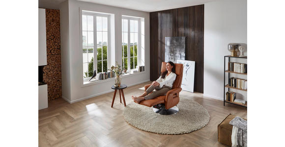RELAXSESSEL in Leder Braun - Edelstahlfarben/Braun, Design, Leder/Metall (78/112/85cm) - Cantus