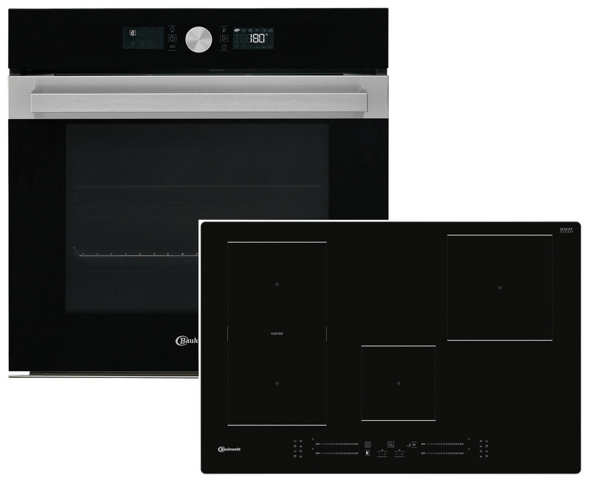 BACKOFENSET BAKO5 PF17 BLACK  - Edelstahlfarben/Schwarz, Basics, Glas/Metall (80/52cm) - Bauknecht