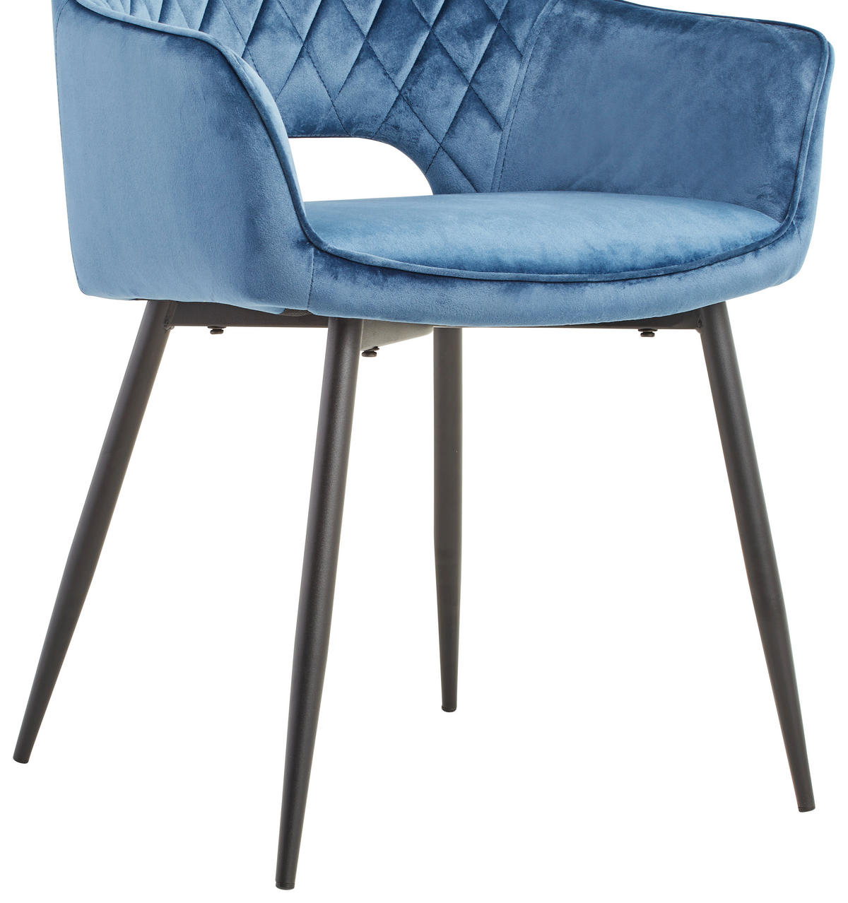 ARMLEHNSTUHL  in Eisen Samt  - Blau/Schwarz, KONVENTIONELL, Holz/Textil (56/80,5/56cm) - MID.YOU