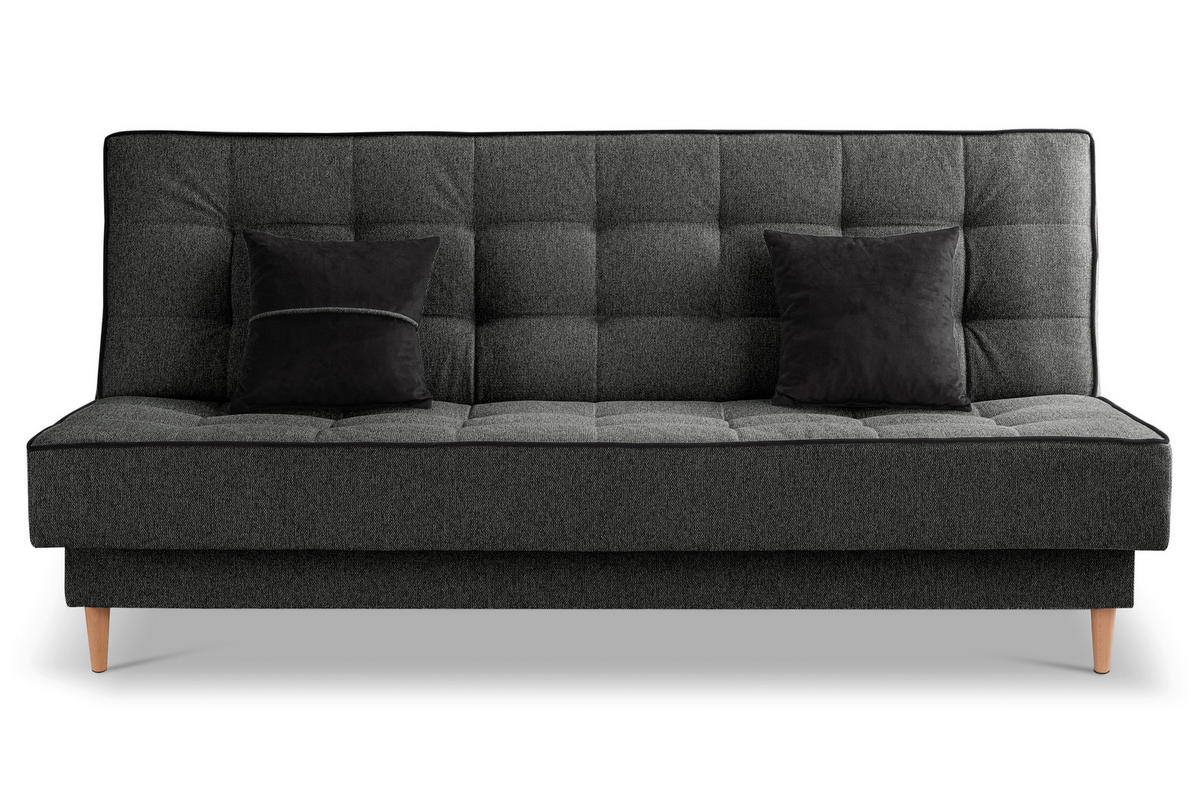 SCHLAFSOFA BONO  mit Liegefunktion Struktur Grau  - Hellbraun/Schwarz, Basics, Holz/Textil (199/91/91cm) - MID.YOU