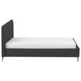 POLSTERBETT 140/200 cm,  in Anthrazit, gepolstertes Kopfteil,  - Anthrazit/Schwarzchrom, KONVENTIONELL, Leder/Metall (140/200cm) - Esposa