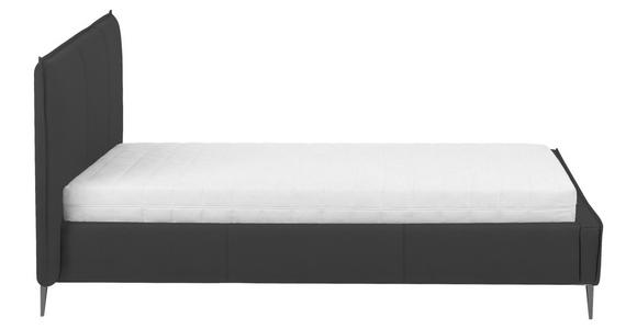 POLSTERBETT 140/200 cm,  in Anthrazit, gepolstertes Kopfteil,  - Anthrazit/Schwarzchrom, KONVENTIONELL, Leder/Metall (140/200cm) - Esposa