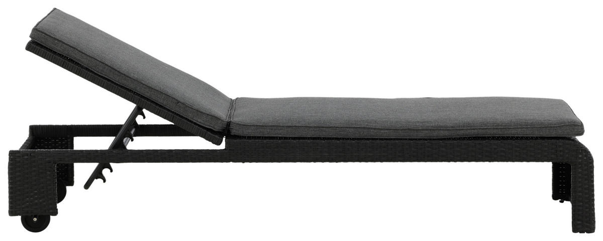 SONNENLIEGE 60/32/196 cm  - Schwarz, KONVENTIONELL, Kunststoff (60/32/196cm) - Gardenson