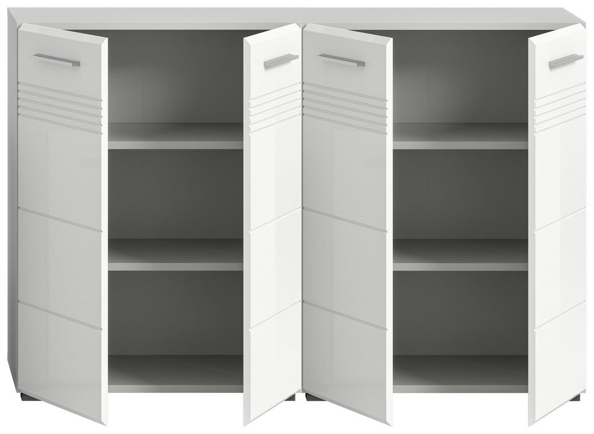 SREDNJE VISOKA OMARA 120/80/30 cm  - barve kroma/črna, Moderno, umetna masa/leseni material (120/80/30cm) - MID.YOU