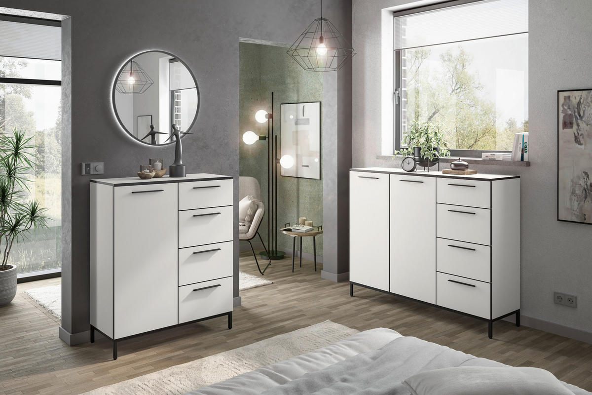 KOMMODE Soul  in 90/111/40 cm  - Schwarz/Weiß, MODERN, Holzwerkstoff/Metall (90/111/40cm)