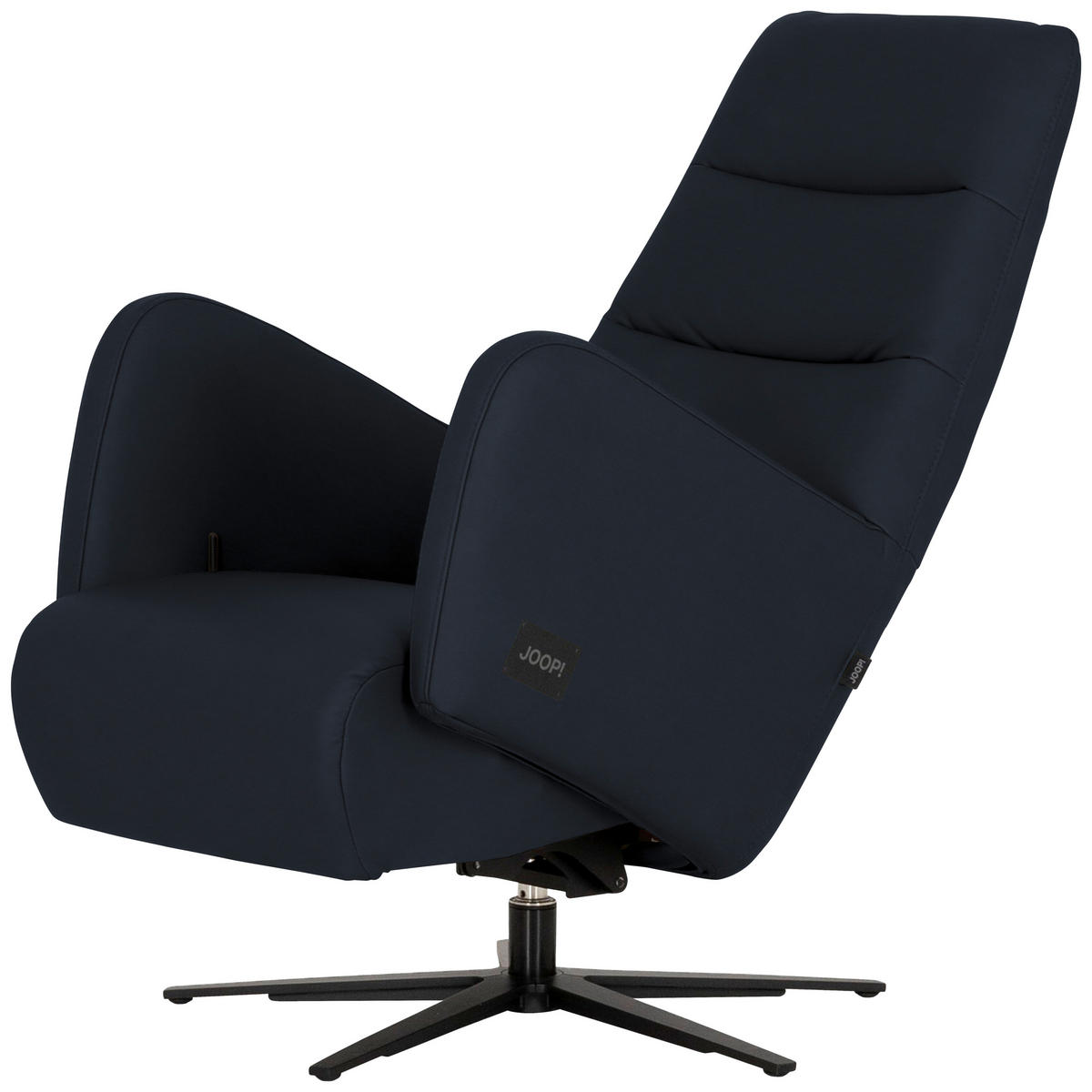 RELAXSESSEL Leder Dunkelblau  - Schwarz/Dunkelblau, Modern, Leder/Metall (66/110/83cm) - Joop!