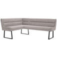 ECKBANK 159/237 cm Webstoff Schwarz, Hellgrau   - Hellgrau/Schwarz, Design, Textil/Metall (159/237cm) - Novel