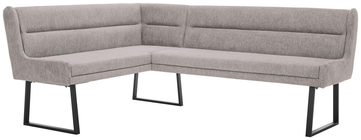 ECKBANK 159/217 cm Webstoff Schwarz, Hellgrau   - Hellgrau/Schwarz, Design, Textil/Metall (159/217cm) - Novel