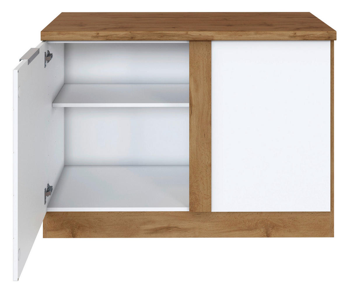ECKUNTERSCHRANK 120/86/60 cm  - Weiss/Eiche Wotan, Design, Holzwerkstoff/Metall (120/86/60cm) - Held