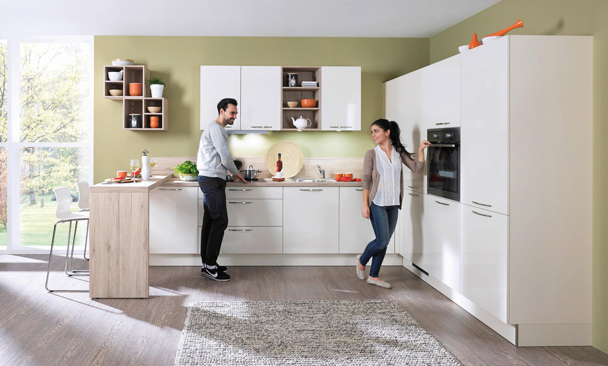 KUHINJA PO MERI - magnolija/barve hrasta, Design, leseni material - Moderano