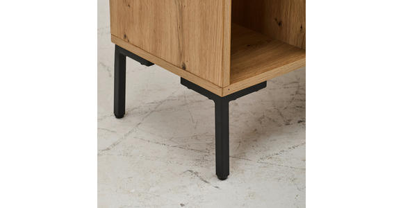 BEISTELLREGAL Grau, Weiß, Eichefarben  - Eichefarben/Schwarz, Design, Holzwerkstoff/Metall (60/180/30cm) - Carryhome