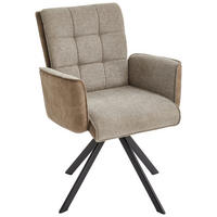 ARMLEHNSTUHL  in Eisen Webstoff, Leinenoptik  - Schwarz/Braun, MODERN, Holz/Textil (61/91/64cm) - Livetastic