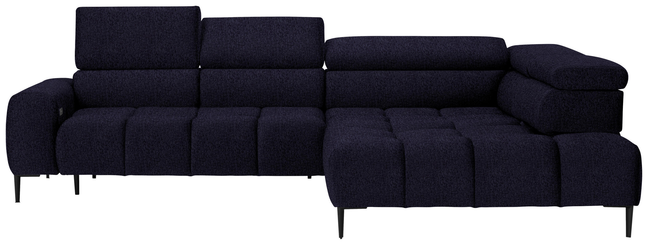 ECKSOFA in Samt, Webstoff Schwarz  - Schwarz, Design, Textil/Metall (300/216cm) - Welnova
